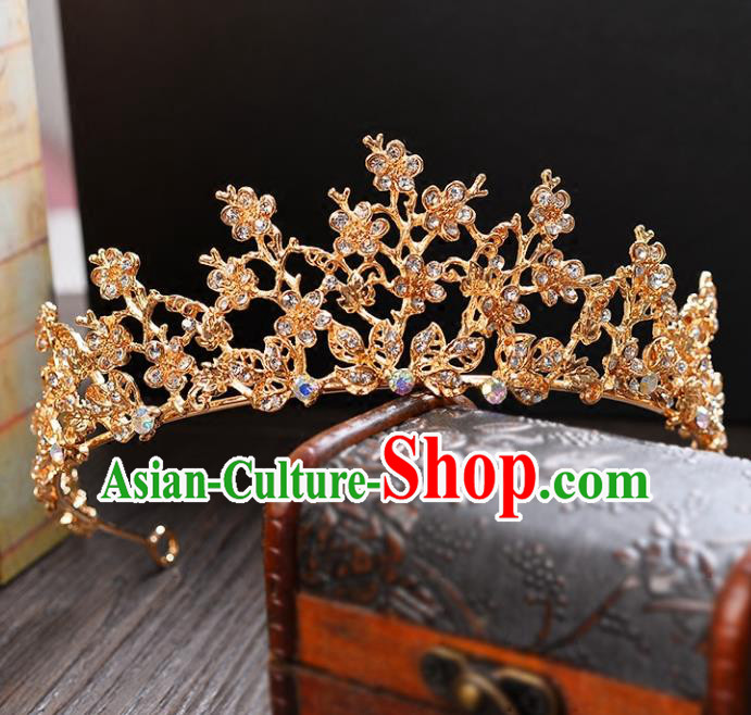 Top Grade Handmade Hair Accessories Baroque Style Palace Princess Wedding Crystal Vintage Golden Royal Crown, Bride Hair Kether Jewellery Imperial Crown for Women