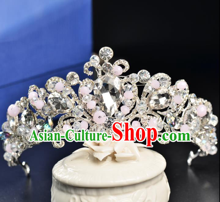 Top Grade Handmade Hair Accessories Baroque Style Palace Princess Wedding Crystal Pink Beads Vintage Royal Crown, Bride Hair Kether Jewellery Imperial Crown for Women