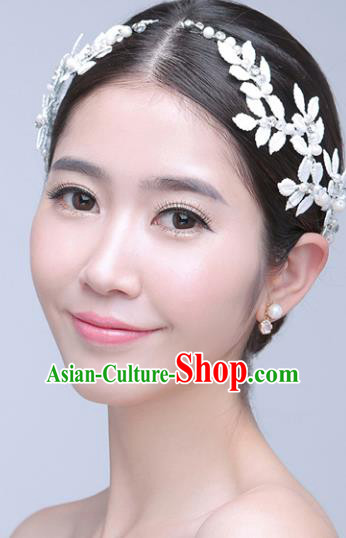 Top Grade Handmade Chinese Classical Hair Accessories Princess Wedding Crystal Leaf Hair Clasp Hair Stick Bride Headwear for Women
