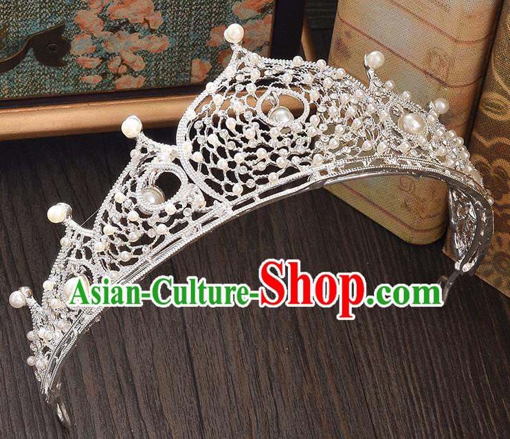 Top Grade Handmade Hair Accessories Baroque Style Wedding Princess Full Dress Crystal Pearls Royal Crown, Bride Toast Hair Kether Jewellery Imperial Crown for Women