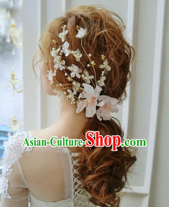 Top Grade Handmade Chinese Classical Hair Accessories Princess Wedding Pink Flowers Hair Stick Bride Headwear for Women