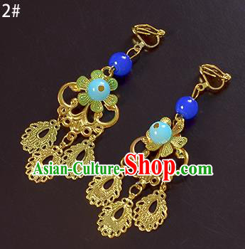 Top Grade Handmade Chinese Classical Jewelry Accessories Xiuhe Suit Wedding Golden Tassel Earrings Bride Hanfu Eardrop for Women