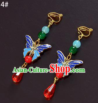 Top Grade Handmade Chinese Classical Jewelry Accessories Xiuhe Suit Wedding Cloisonne Butterfly Tassel Earrings Bride Hanfu Eardrop for Women