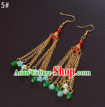 Top Grade Handmade Chinese Classical Jewelry Accessories Xiuhe Suit Wedding Green Beads Tassel Earrings Bride Hanfu Eardrop for Women