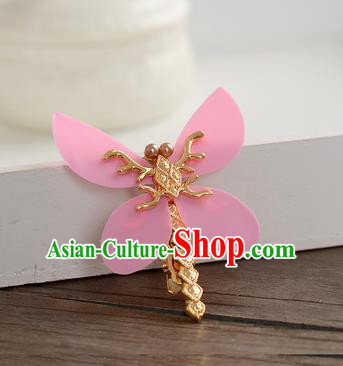 Top Grade Handmade Chinese Classical Hair Accessories Princess Wedding Pink Dragonfly Hair Stick Hair Claw Bride Headwear for Women