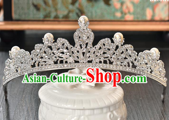 Top Grade Handmade Hair Accessories Baroque Luxury Crystal Pearls Royal Crown, Bride Wedding Hair Kether Jewellery Princess Imperial Crown for Women