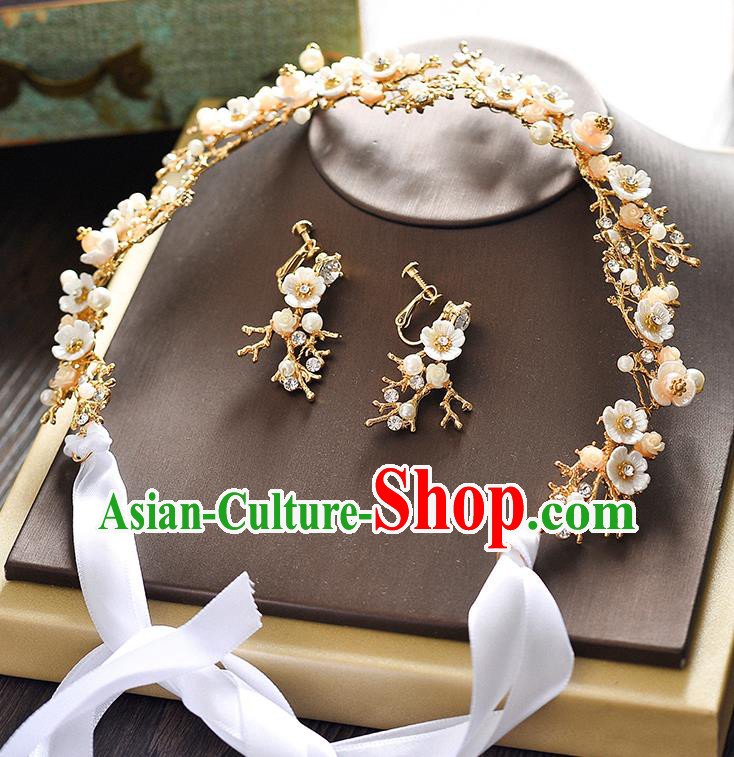 Top Grade Handmade Chinese Classical Hair Accessories Princess Wedding Baroque Flowers Garland Hair Clasp Bride Headband for Women