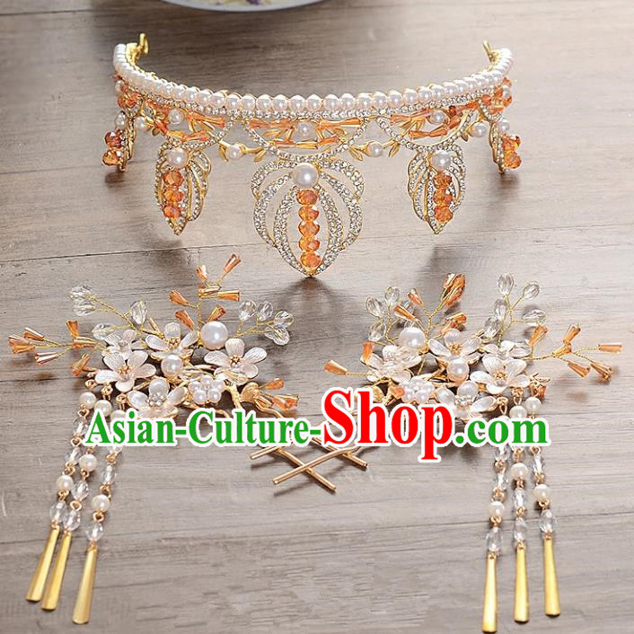 Top Grade Handmade Hair Accessories Baroque Luxury Crystal Pearls Royal Crown, Bride Wedding Hair Kether Jewellery Princess Imperial Crown for Women