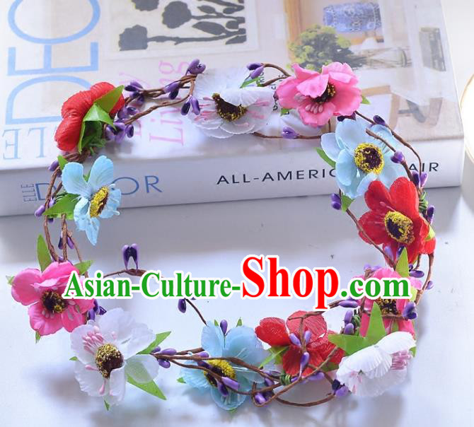 Top Grade Handmade Chinese Classical Hair Accessories Princess Wedding Baroque Colorful Flowers Garland Hair Clasp Headband Bride Headband for Women