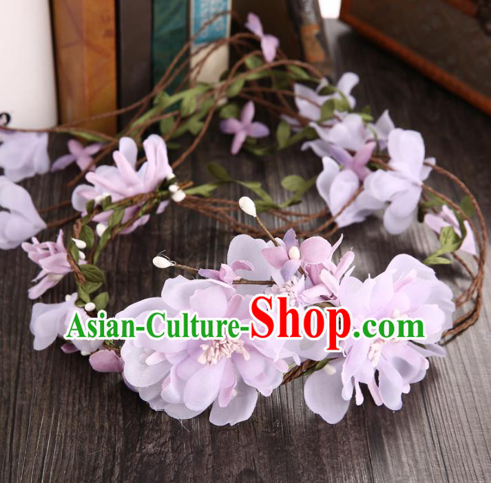 Top Grade Handmade Chinese Classical Hair Accessories Princess Wedding Baroque Hair Clasp Bride Purple Silk Flowers Headband Headwear for Women