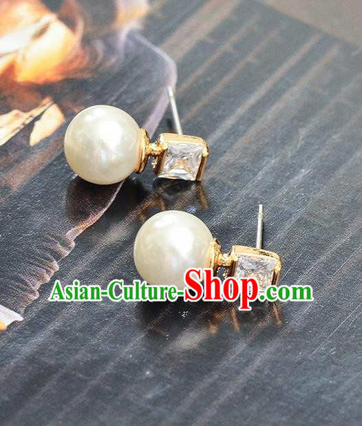 Top Grade Handmade Chinese Classical Jewelry Accessories Wedding Pearl Crystal Ear Stud Bride Hanfu Earrings for Women