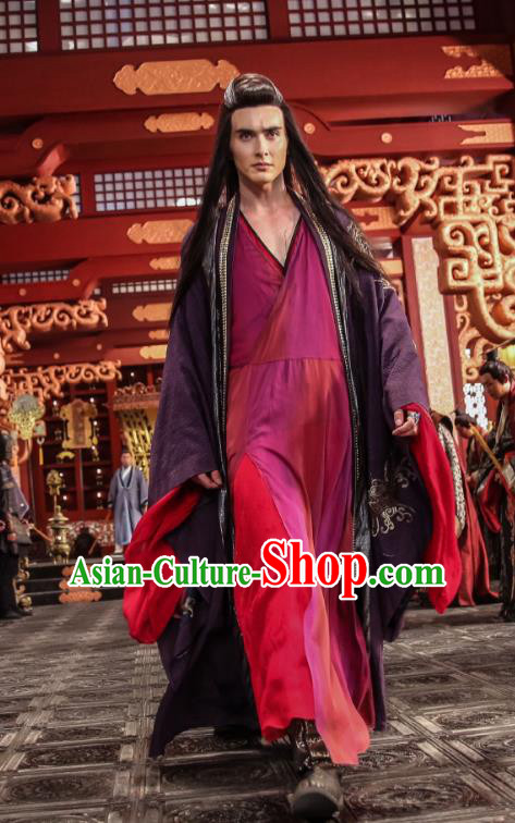 Traditional Chinese Ancient Times Devil Kawaler Costume, Xuan-Yuan Sword Legend  The Clouds of Han Chinese Swordsman Hanfu Robe for Men