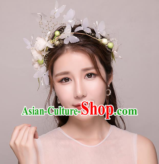 Top Grade Handmade Chinese Classical Hair Accessories Princess Wedding Baroque Butterfly Flowers Garland Hair Clasp Headband Bride Headband for Women