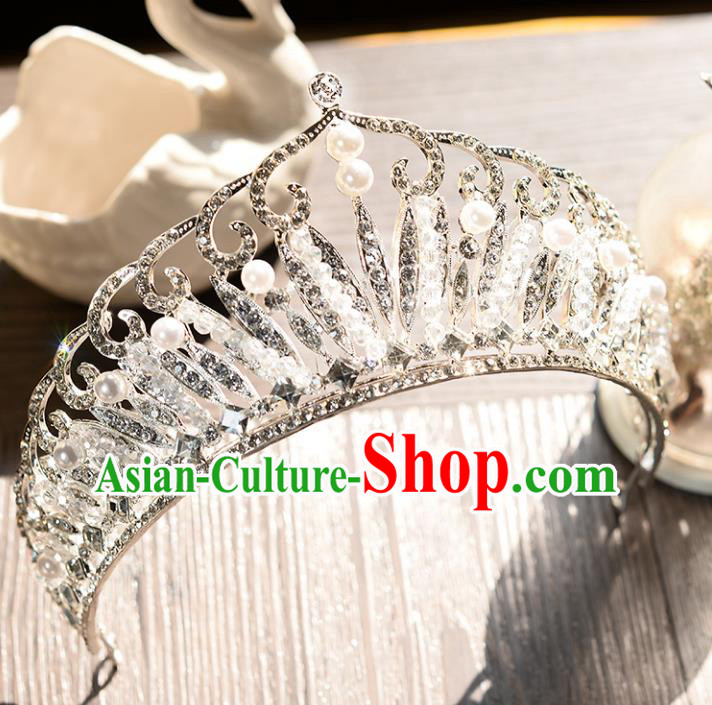 Top Grade Handmade Hair Accessories Baroque Luxury Crystal Royal Crown, Bride Wedding Hair Jewellery Princess Crystal Imperial Crown for Women