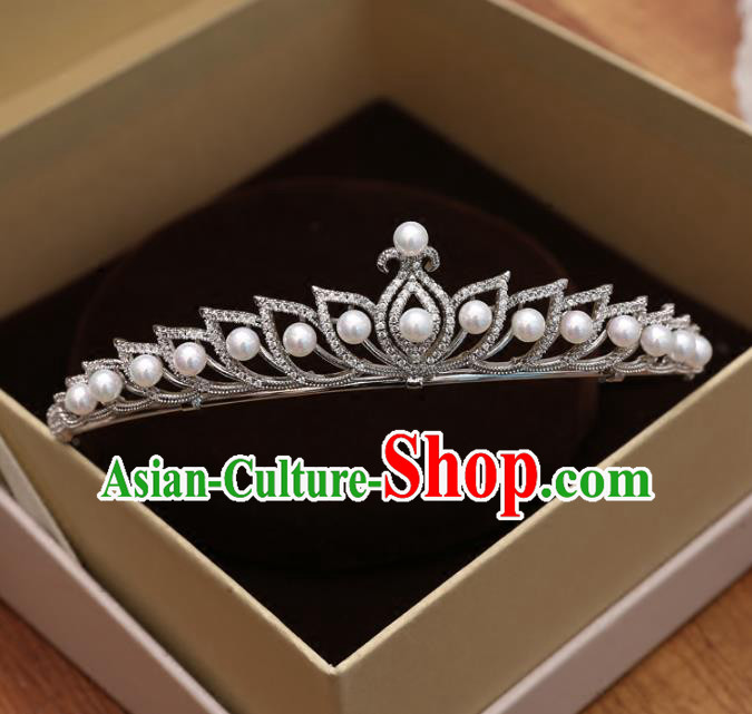 Top Grade Handmade Hair Accessories Baroque Pearls Zircon Imperial Crown, Bride Wedding Hair Jewellery Princess Crystal Crown for Women