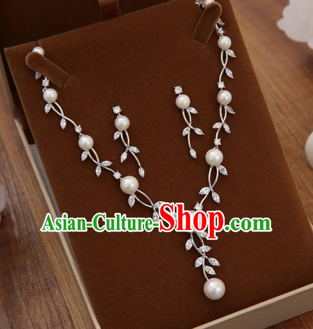 Top Grade Handmade Chinese Classical Jewelry Accessories Wedding Crystal Pearls Necklace and Earrings Bride Hanfu Headgear for Women