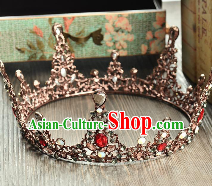 Top Grade Handmade Hair Accessories Baroque Crystal Round Imperial Crown, Bride Wedding Hair Jewellery Queen Crystal Crown for Women