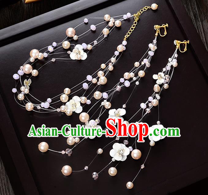 Top Grade Handmade Chinese Classical Hair Accessories Princess Wedding Baroque Headwear Pearls Hair Clasp Lace Headband for Women