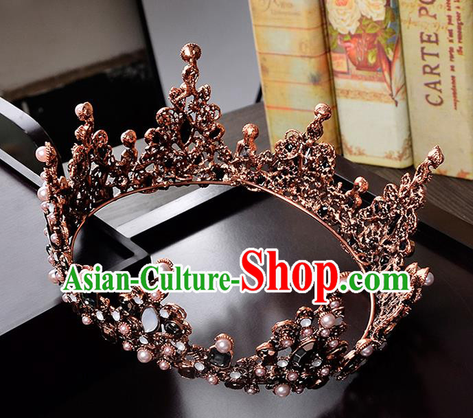 Top Grade Handmade Hair Accessories Baroque Crystal Opal Vintage Round Imperial Crown, Bride Wedding Hair Jewellery Queen Crown for Women