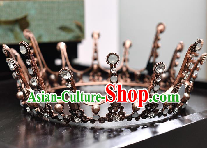 Top Grade Handmade Hair Accessories Baroque Rhinestone Round Imperial Crown, Bride Wedding Hair Jewellery Queen Crystal Crown for Women