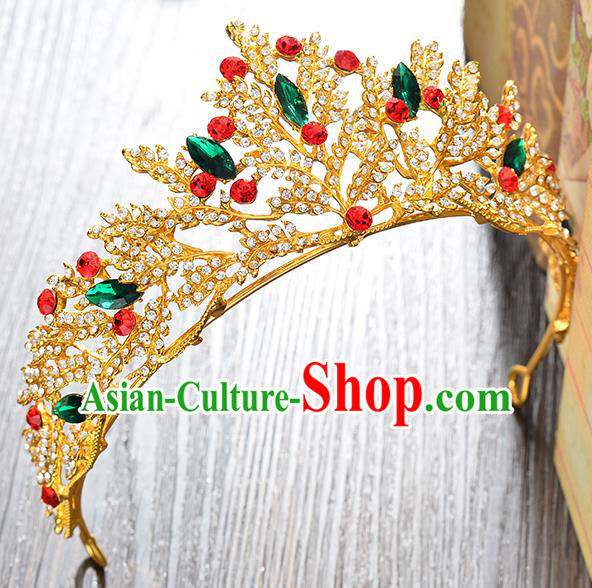 Top Grade Handmade Hair Accessories Baroque Colorful Rhinestone Imperial Crown, Bride Wedding Hair Jewellery Princess Crystal Crown for Women