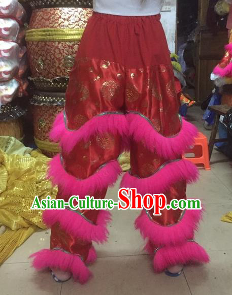 World Lion Dance Competition Fur Hoksan Costume Lion Dance Pants Adult Size Costumes Red Trousers