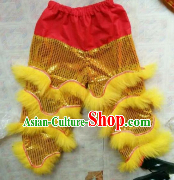 World Lion Dance Competition Fur Hoksan Costume Lion Dance Pants Adult Size Costumes Yellow Trousers