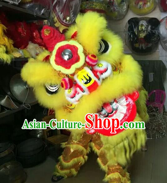 World Lion Dance Competition Yellow Lion Head Lion Dance Costumes Complete Set for Adult