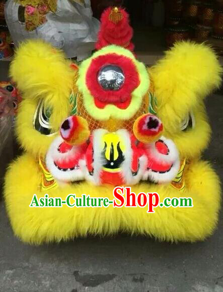 World Lion Dance Competition Yellow Fur Lion Head Lion Dance Costumes for Adult