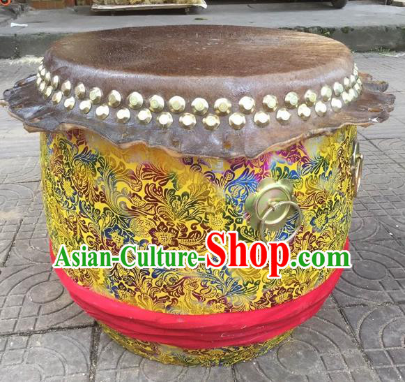 Dragon Dance Lion Dance Yellow Drum Cowhide Drum Cart Musical Instrument Tupan Complete Set