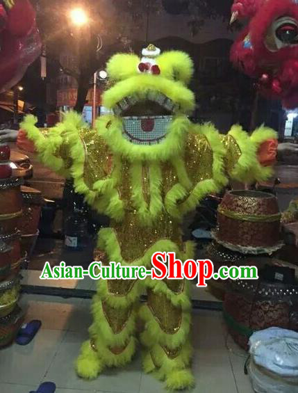 World Lion Dance Competition Yellow Fur Lion Head Lion Dance Single Person Costumes for Kids