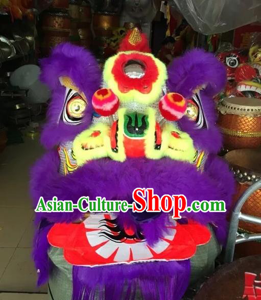 World Lion Dance Competition Purple Fur Lion Head Lion Dance Double Person Costumes for Adult