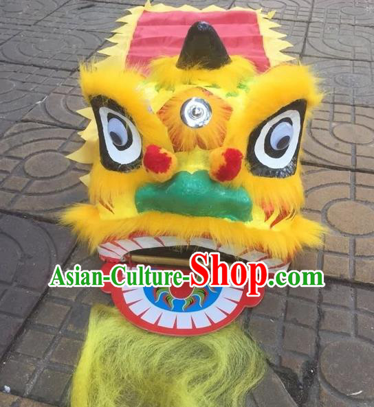 World Lion Dance Competition Yellow Fur Lion Head Lion Dance Costumes for Adult