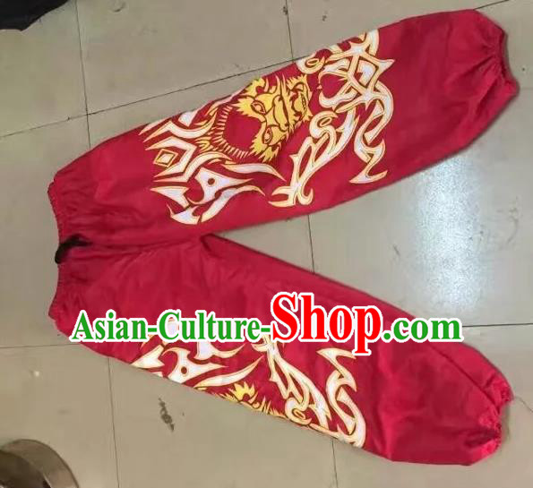 World Lion Dance Competition Costume Lion Dance Pants Adult Size Costumes Red Trousers