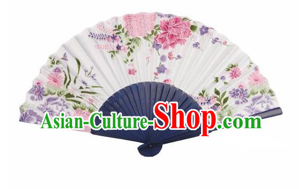 Traditional Chinese Crafts Silk Folding Fan China Sensu Japan Printing Flowers Dance Accordion Fan for Women