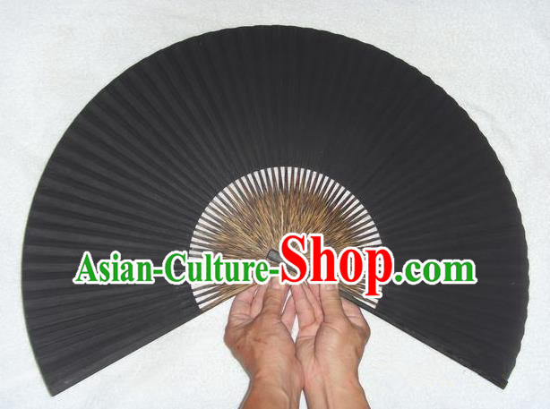 Traditional Chinese Crafts Peking Opera Folding Fan China Sensu Black Paper Paper Fan