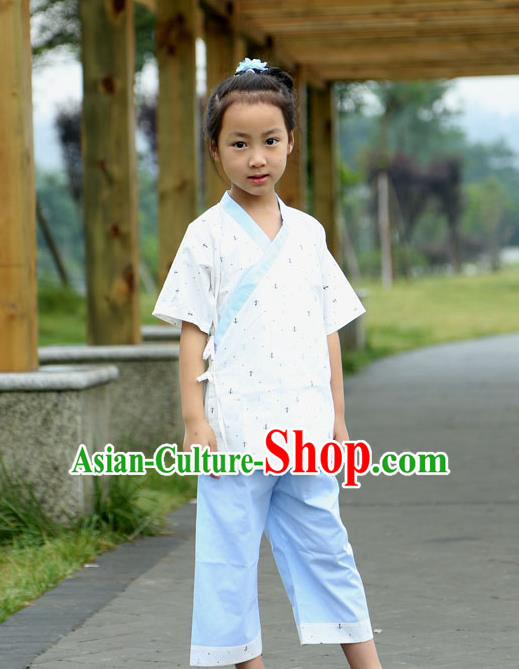 Traditional Chinese Han Dynasty Children Hanfu Kungfu Costume, China Ancient Martial Arts Clothing for Kids