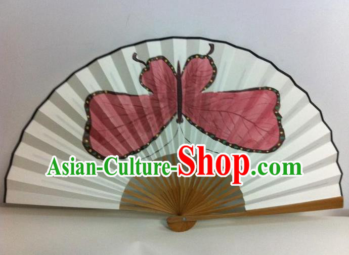 Traditional Chinese Crafts Peking Opera Folding Fan China Sensu Handmade Chinese Painting Red Butterfly Xuan Paper Fan for Men