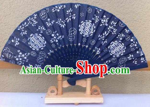 Traditional Chinese Crafts Peking Opera Folding Fan China Sensu Handmade Chinese Navy Fan for Women