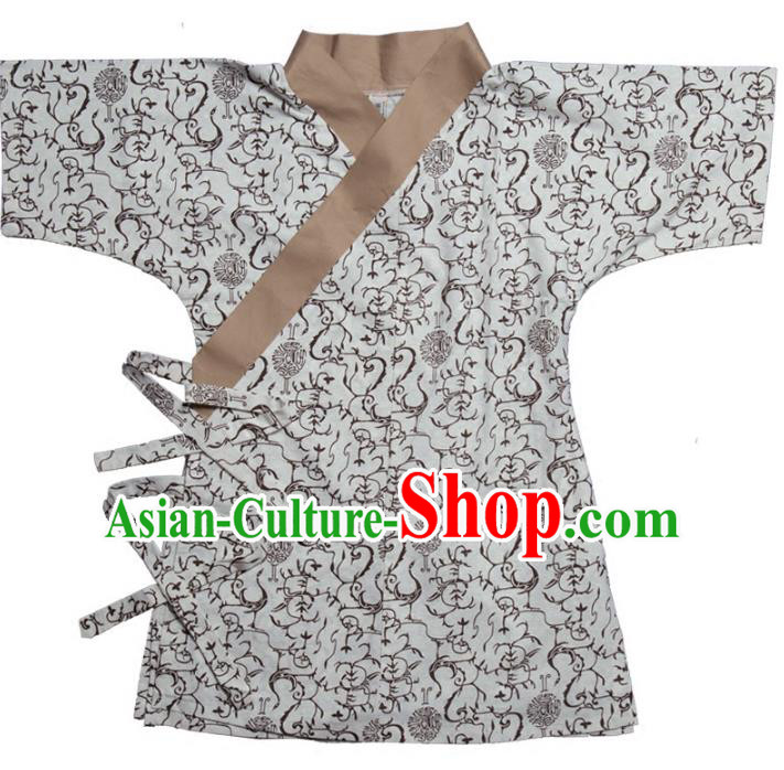 Traditional Chinese Han Dynasty Nobility Childe Hanfu Costume Slant Opening Shirt, China Ancient Martial Arts Upper Garment Clothing for Men