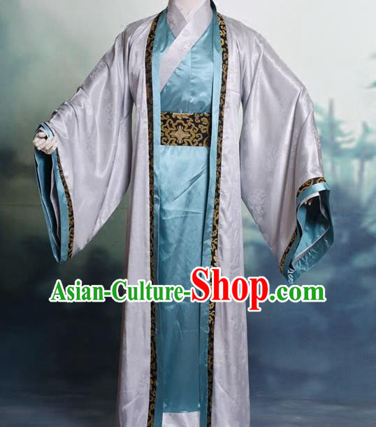 Traditional Chinese Tang Dynasty Nobility Childe Hanfu Costume Half-Arm Shawl Long Robe, China Ancient Scholar Clothing Complete Set for Men