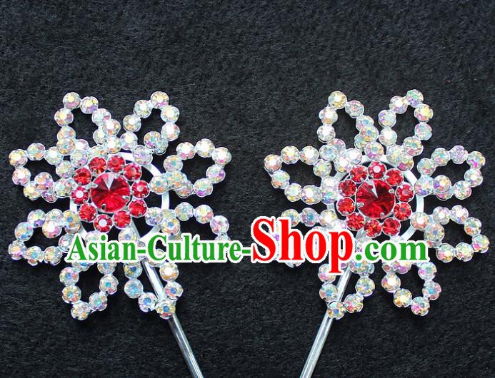 Traditional China Beijing Opera Young Lady Hair Accessories Diva Head-ornaments, Ancient Chinese Peking Opera Hua Tan Headwear Crystal Hairpins