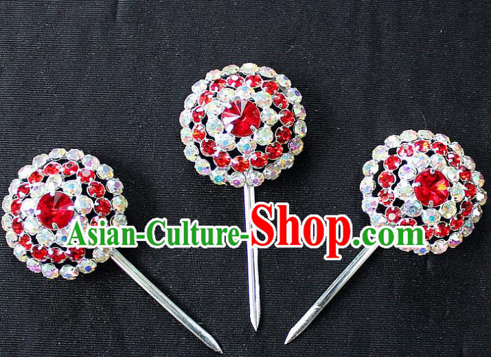 Traditional China Beijing Opera Young Lady Hair Accessories, Ancient Chinese Peking Opera Hua Tan Diva Blue Colorful Hairpins