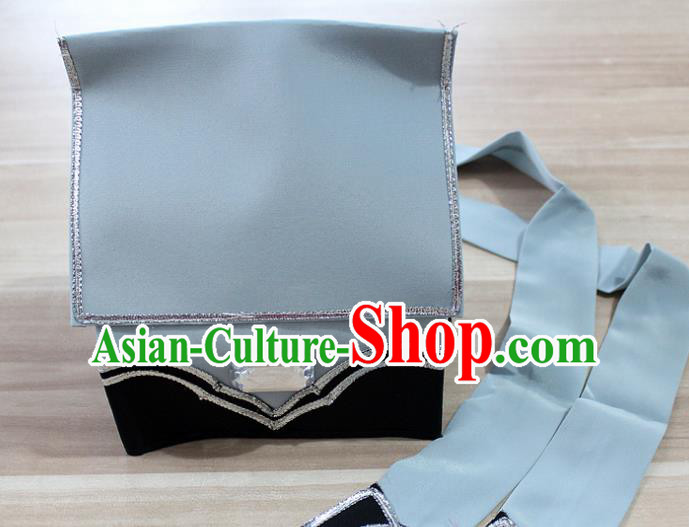 Traditional China Beijing Opera Young Men Hair Accessories Headwear, Ancient Chinese Peking Opera Niche Hat Grey Kerchief