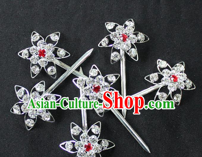 Traditional China Beijing Opera Young Lady Hair Accessories, Ancient Chinese Peking Opera Hua Tan Headwear Diva Crystal Hairpins