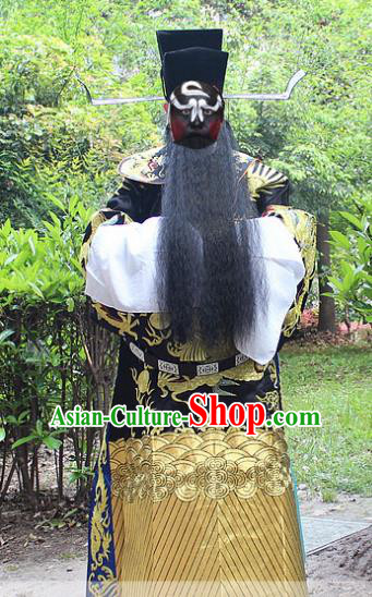 Traditional China Beijing Opera Niche Costume Bao Zheng Embroidered Robe and Headwear, Ancient Chinese Peking Opera Embroidery Black Gwanbok Clothing