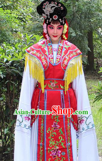 Traditional China Beijing Opera Young Lady Hua Tan Costume Embroidered Cape, Ancient Chinese Peking Opera Female Diva Embroidery Dress Clothing