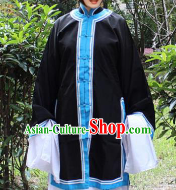 Traditional China Beijing Opera Costume Old Women Cape, Ancient Chinese Peking Opera Pantaloon Black Dress Clothing