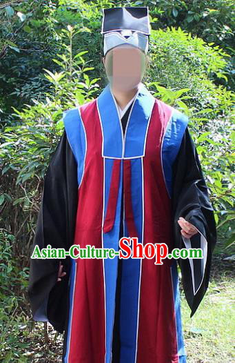 Traditional China Beijing Opera Costume Old Men Robe and Hat, Ancient Chinese Peking Opera Ministry Councillor Clothing