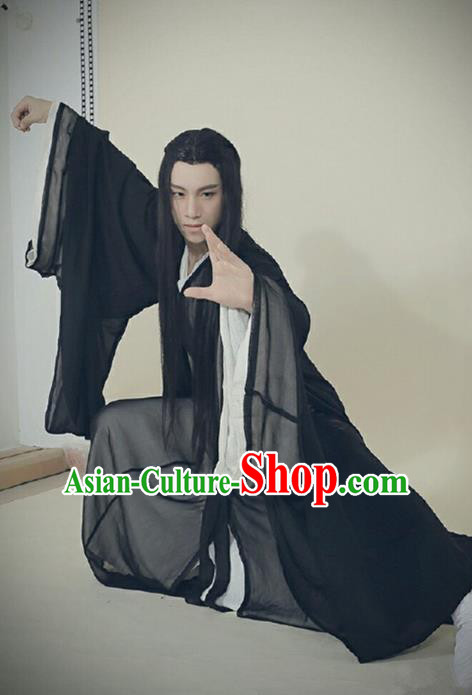 Traditional Ancient Chinese Swordsman Costume, Elegant Hanfu Clothing Chinese Jin Dynasty Kawaler Clothing for Men